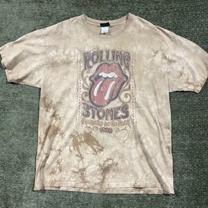 Liquid Blue Rolling Stones T-Shirt Mens XL Tan Tie Dye Sympathy For The Devil
